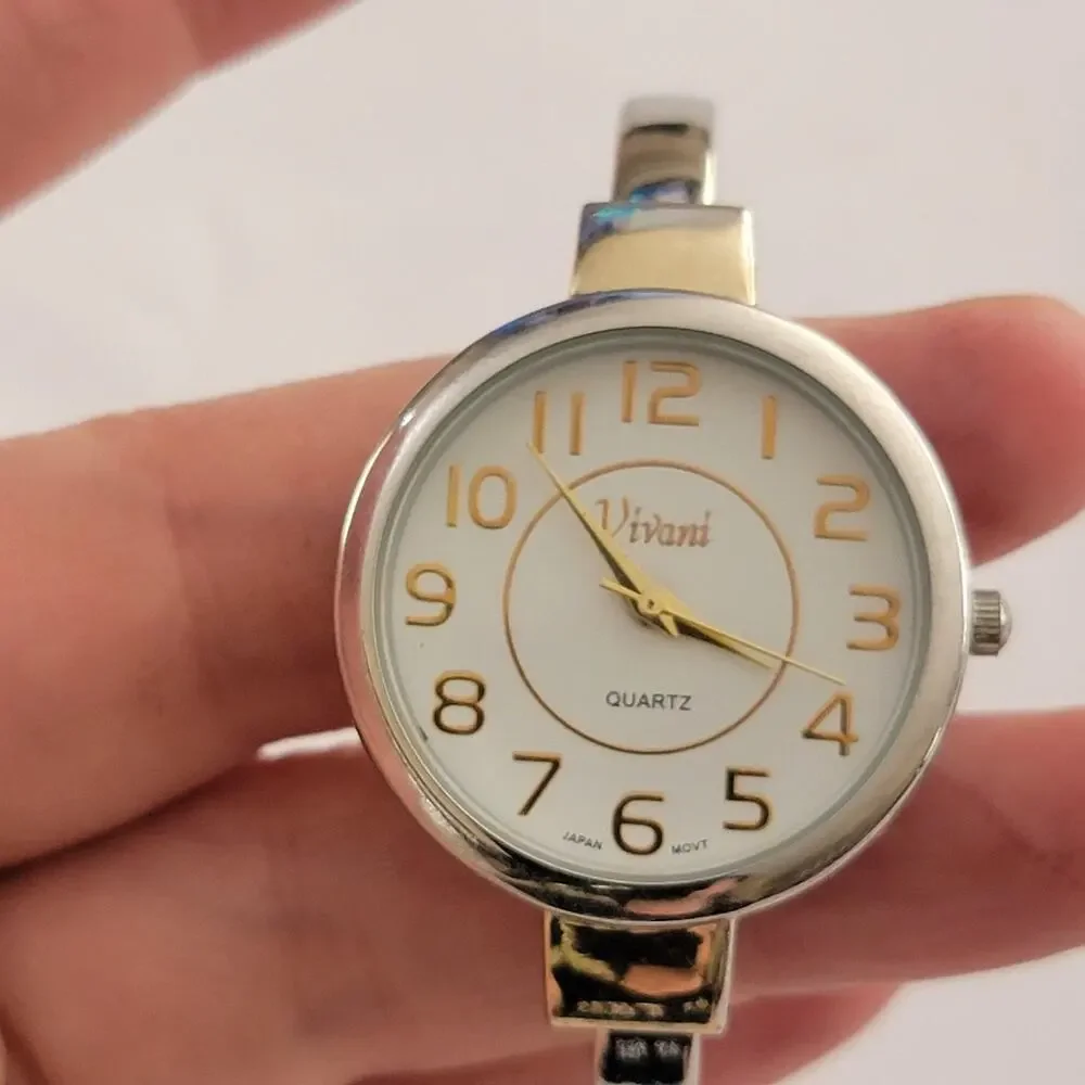 VIVANI Womens Watch White Dial 32mm Silver Case Silver Bangle Quartz Analog